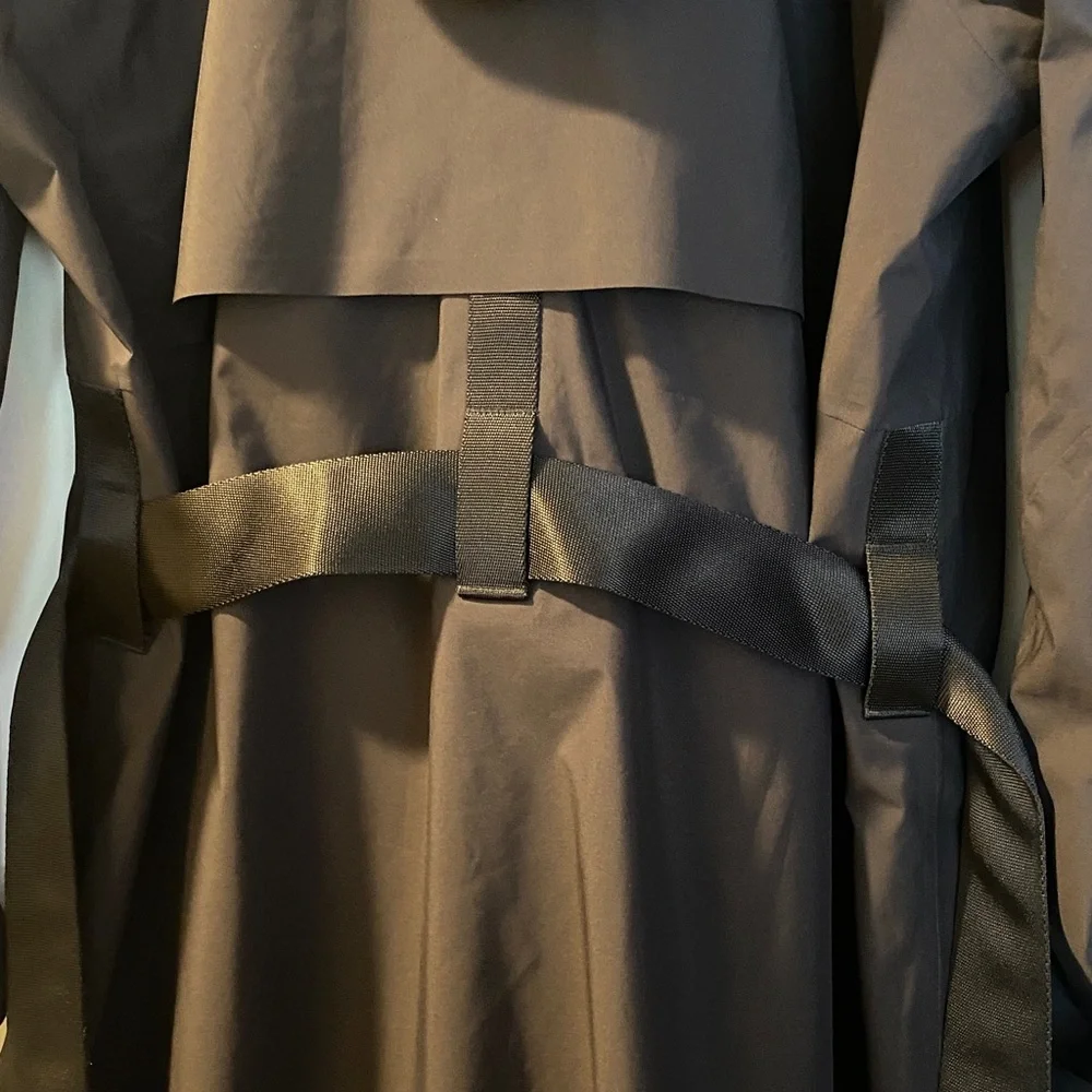 Lululemon Black Stunning Logo Reflective Long Hooded Trench Coat - Picture 9 of 16